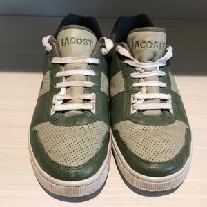 Army green Lacoste sneakers